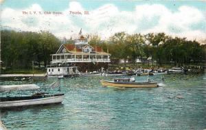 Peoria Illinois~The IVY Clubhouse Pavilion~Excursion Boats~Cupid~1909 Postcard