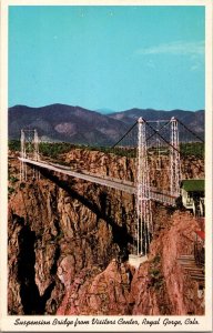 Suspension Bridge from Visitors Center Royal Gorge CO Postcard PC8