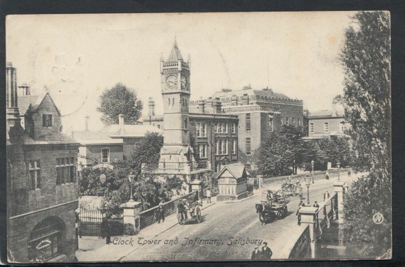 Wiltshire Postcard - Clock Tower and Infirmary, Salisbury    RS15989