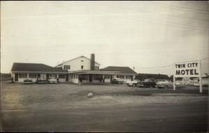 Brewer ME Twin City Motel & Old Cars Real Photo Postcard