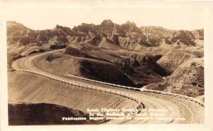 South Dakota SD Real Photo RPPC Postcard c1930s BADLANDS Pinnacles Road