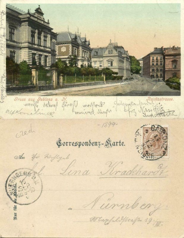 czech germany, GABLONZ, Jablonec nad Nisou, Reichsstrasse (1899) Postcard