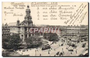 Old Postcard Paris Church of the Trinity and general view to Montmartre