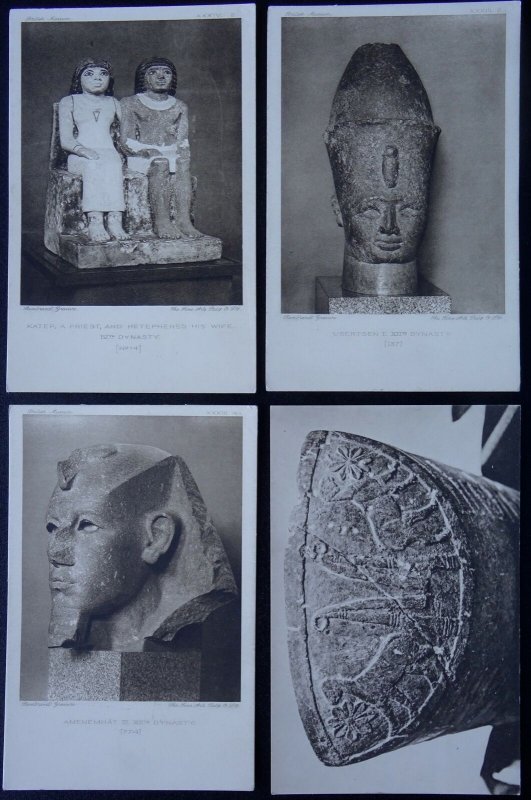 Egyptian & Babylonia Collection x 4 SCULPTURE & POTTERY - Old Postcards