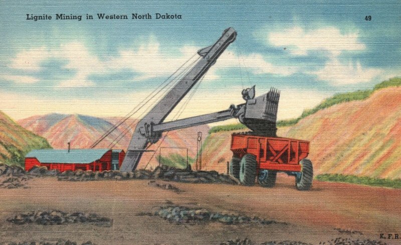 Vintage Postcard 1930's View of Lignite Mining in Western North Dakota N. D.