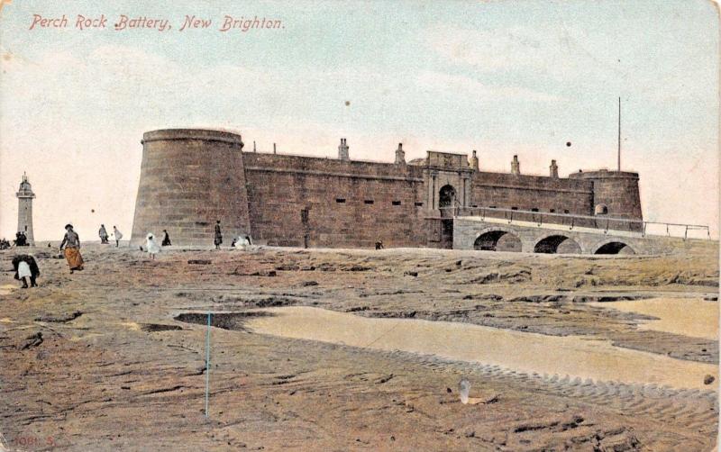 NEW BRIGHTON CHESHIRE ENGLAND~PERCH ROCK BATTERY-HARTMANN PUBL POSTCARD