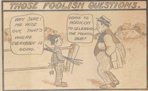 RPPC FOOLISH QUESTIONS WISCONSIN JULY 4TH COMIC STUDIO REAL PHOTO POSTCARD 1910