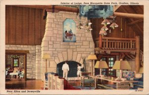 Interior of Lodge Pere Marquette State Park Grafton IL Postcard PC393