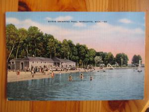 Est 1940s USA Picture Postcard - Shiras Swimming Pool, Marquette, MI - (YY117)