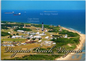 VINTAGE POSTCARD CONTINENTAL SIZE AERIAL VIEW OF VIRGINIA BEACH VIRGINIA B89