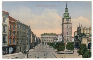 Poland 1914 Used Postcard Krakow Cracow Town Hall Tower Main Square Military Pos