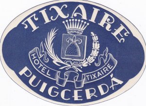 Spain Puigcerda Hotel Tixaire Vintage Luggage Label sk2769