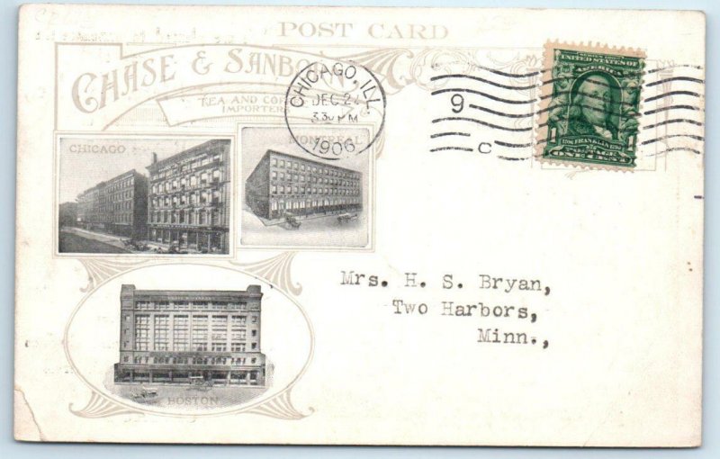 CHICAGO, IL ~ Advertising CHASE & SANBORN Coffees & Teas 1906  Postcard