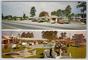 Mansion Park Motor Lodge, Santee South Carolina, 1975 Split View Postcard
