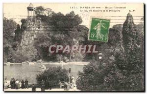 Paris - 19 - Buttes Chaumont - The Lake - The Rocks and Belvedere - Old Postcard