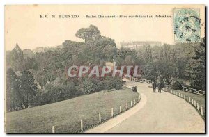 Old Postcard Paris Buttes Chaumont Allee leading to Belvedere