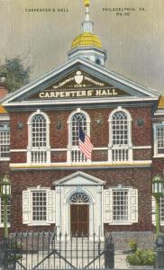 Philadelphia PA, Pennsylvania - Carpenters Hall - pm 1950 - Linen