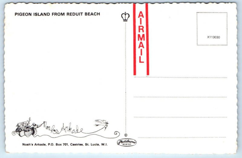 ST. LUCIA, West Indies ~ PIGEON ISLAND from REDUIT BEACH  4x6 Postcard