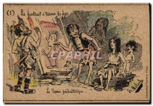 Old Postcard Fantasy Illustrator Portrait Through The Ages The prehistoric dr...