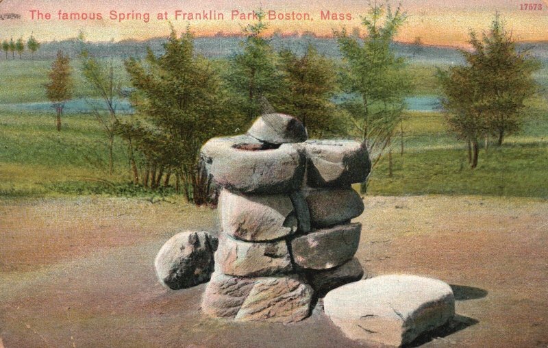 Vintage Postcard 1908 Famous Spring at Franklin Park Boston Massachusetts MA