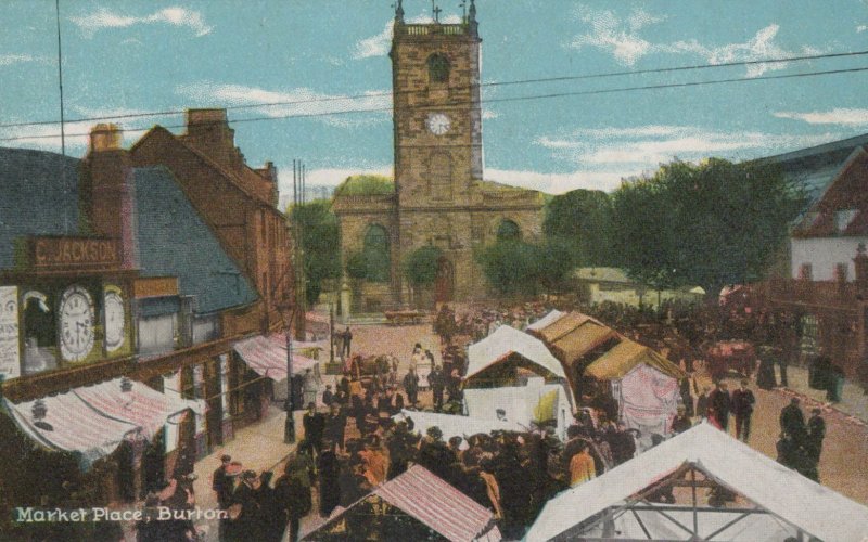 Staffordshire Postcard - Market Place, Burton  RS21711