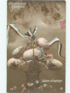 tinted rppc c1910 EASTER EGGS AC8985