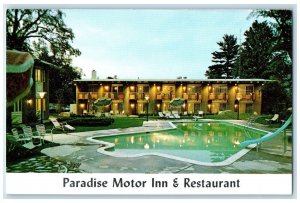 c1960's Paradise Motor Inn & Restaurant Bennington Vermont VT Unposted Postcard