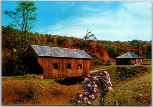 Eureka Schoolhouse Springfield Vermont VT Sunburnt Covered Bridge Postcard