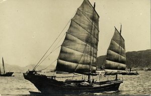 china, HONG KONG, Chinese Junk (1910s) RPPC Postcard