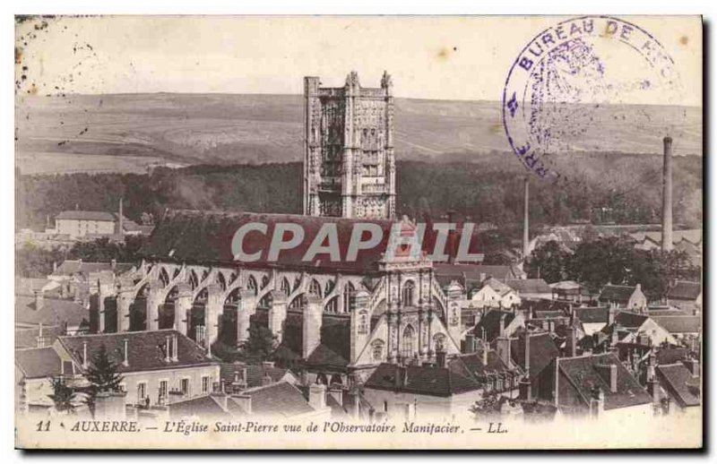 Old Postcard Auxerre the church Saint Pierre for the Manifacier Observatory