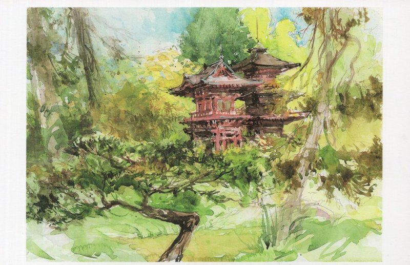 Japanese Gardens Golden Gate Park San Fransisco Painting Postcard