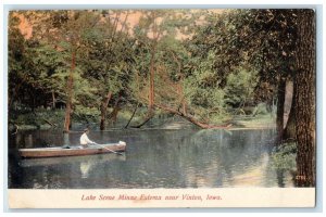 1907 Lake Scene Minne Estema Boating Near Vinton Iowa IA Rock Island IL Postcard