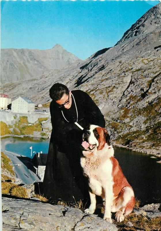 St. Bernard Dog & Monk Switzerland | Topics - Animals - Other, Postcard / HipPostcard St. Bernard Dog & Monk Switzerland | Topics - Animals - Other, Postcard / HipPostcard