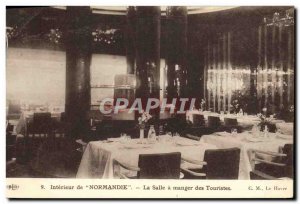 Postcard Old Ship Interior Ship of Normandy Dining Room of Tourists