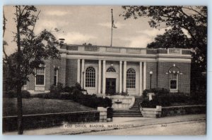 Reading Massachusetts Postcard Post Office Building Front View Trees 1940 Linen