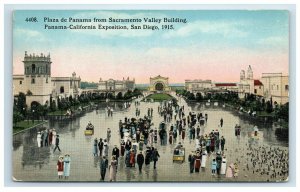 1915 San Diego CA Panama CA Expo View from Sacramento Valley Bldg Postcard