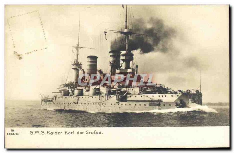 Postcard Old Boat der SMS Kaiser Karl der Grosse