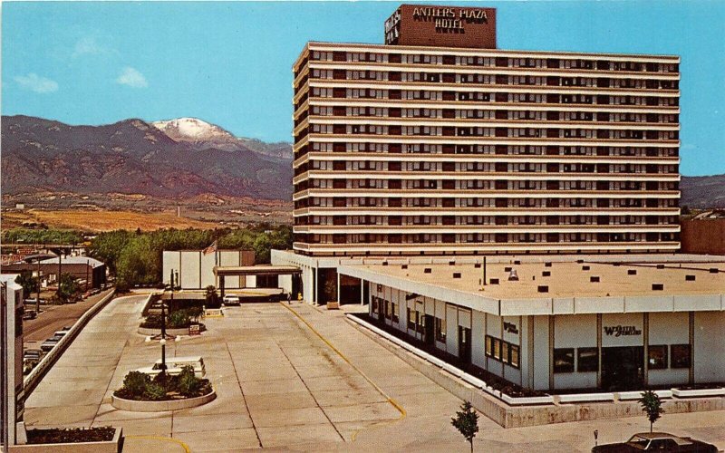 Colorado Springs Colorado 1960-70s Postcard Antlers Plaza Resort Hotel