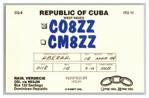 Postcard QSL CB Ham Radio Amateur Card From Dominican Republic C08ZZ