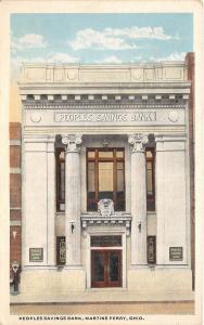 D4/ Martins Ferry Ohio Postcard c1910 People Savings Bank Building