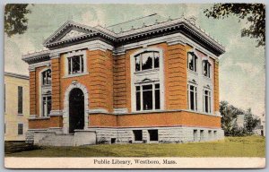 Westboro Massachusetts 1910 Postcard Public Library Building