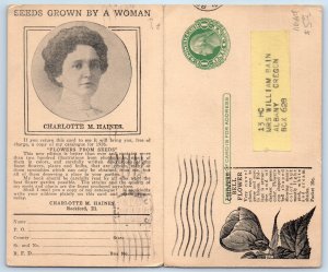 Charlotte M. Haines Seeds Grown By A Woman Rockford Illinois IL Antique Postcard