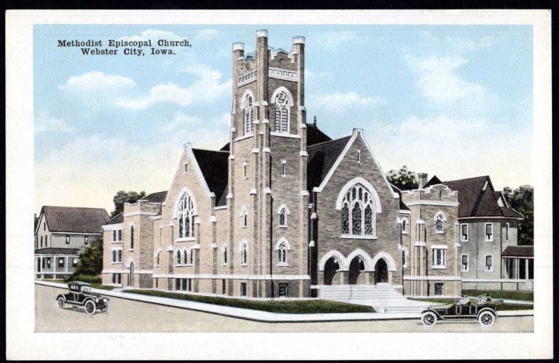 Iowa WEBSTER CITY Methodist Episcopal Church older cars - DB