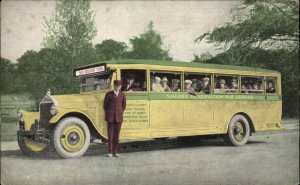 Niagara Reservation Bus Service Driver & Passengers Advertising Postcard