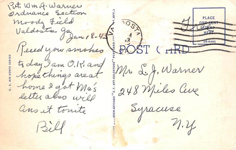 Lightning Interceptor, US Air Corps Series Patriotic Postal Used Unknown, Mis...