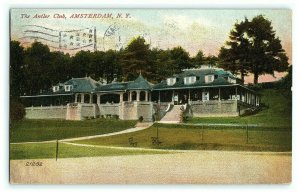 The Antler Club Amsterdam NY Boats Train Victorian Postcard Vintage Antique 