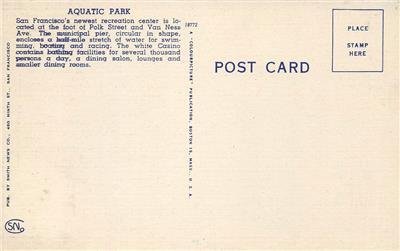 Aquatic Park SAN FRANCISCO, CA Polk Street & Van Ness c1940s Vintage Postcard