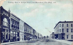 J42/ Pine Bluff Arkansas Postcard c1910 Borique Street Main Street Stores 288