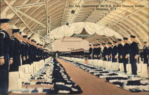 Sampson NY US Navy Training Bag Inspection Linen Postcard