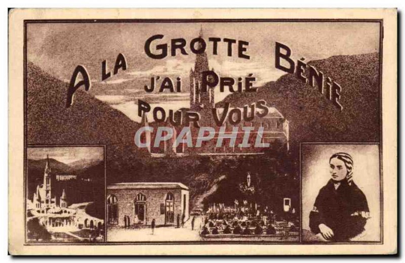 Old Postcard A Cave Benie Jai Pray you Bernadette Soubirous